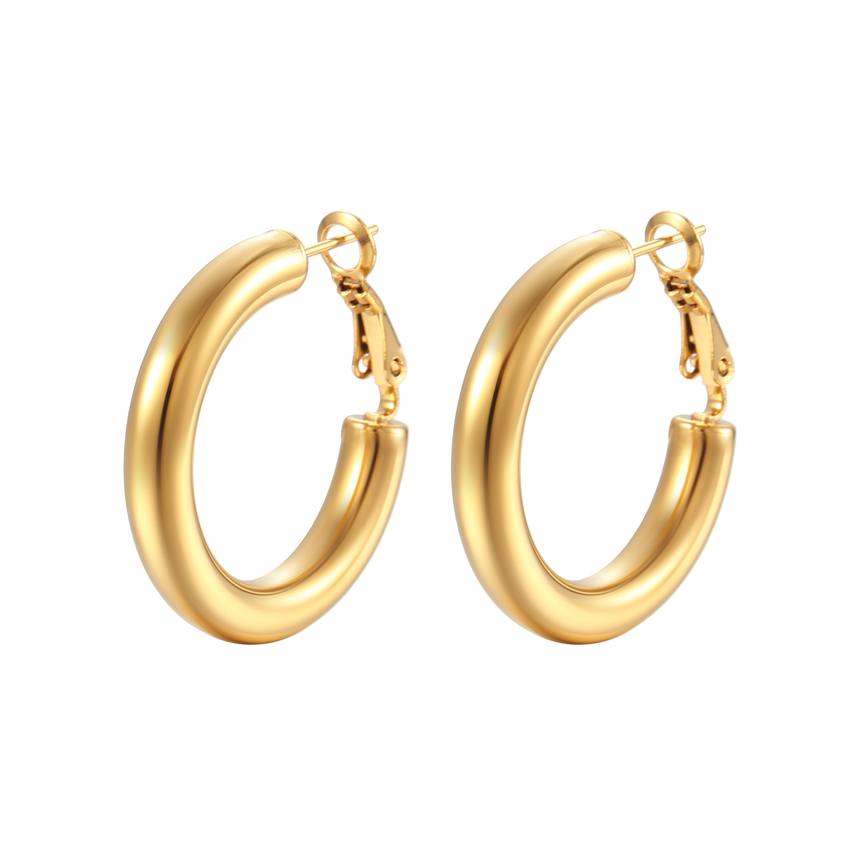 Fashion Round Stainless Steel Plating Earrings display picture 2