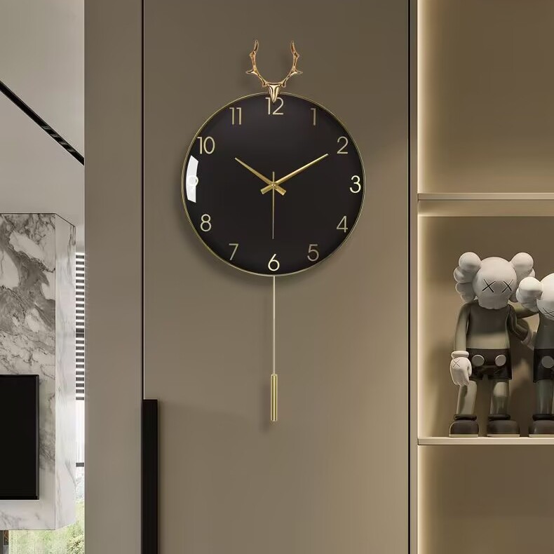 Wall Clock Living Room New 2023 Creative Clock Home Wall Quartz Clock Wall Silent Punch-Free Popular Clock