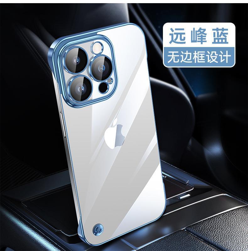 Aplicable iPhone16 PC galvanoplastia sin marco para teléfono móvil 15 transparente Apple 14 viene con película de lente carcasa dura todo incluido