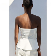 HM女装抹胸春季修身时尚白色裙式下摆抹胸式上衣1254805