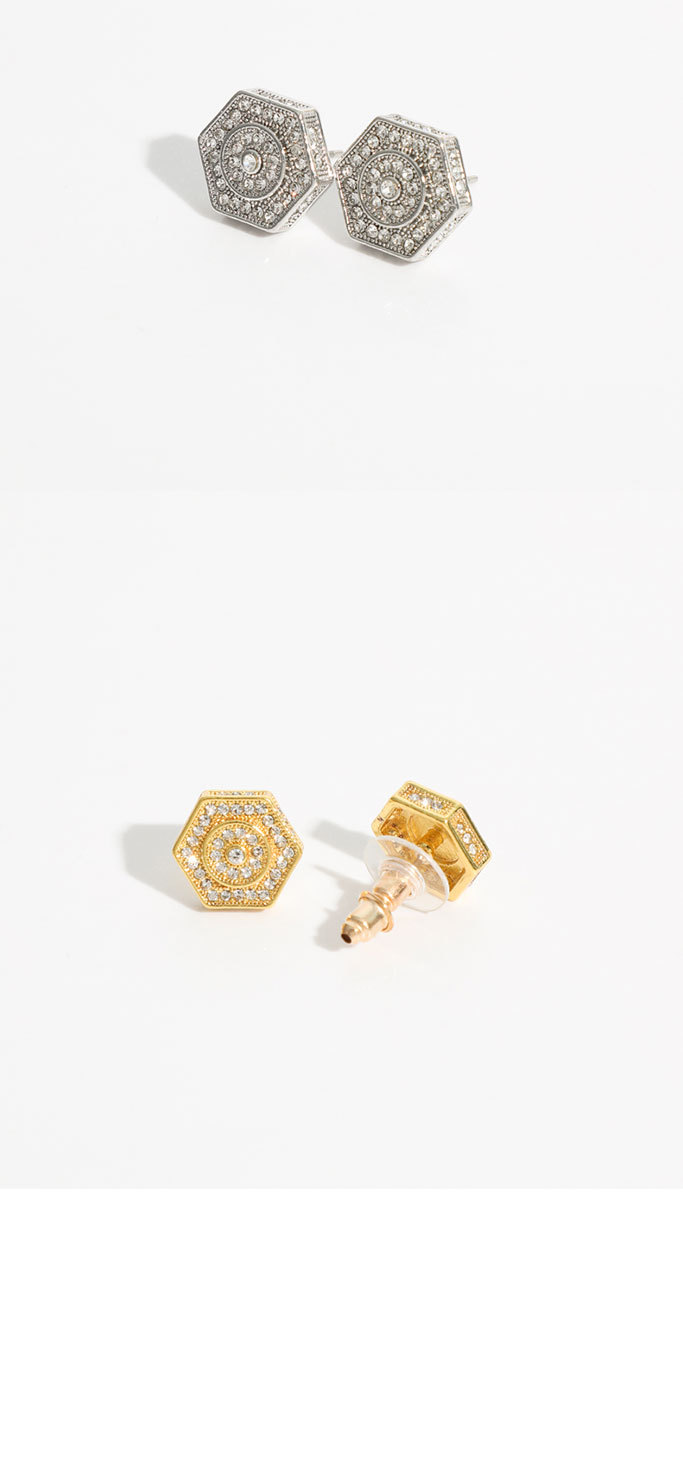 simple creative hexagonal female brass 14k real gold plated copper earrings femalepicture2