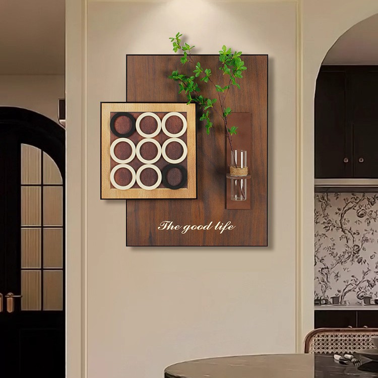 复古风客厅装饰画砂岩画立体水培绿植挂饰高级感餐厅背景墙挂画