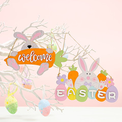 Cross-border new products Hobe Easter decorations wooden letter board pendant ornaments Easter rabbit pendant ornaments 