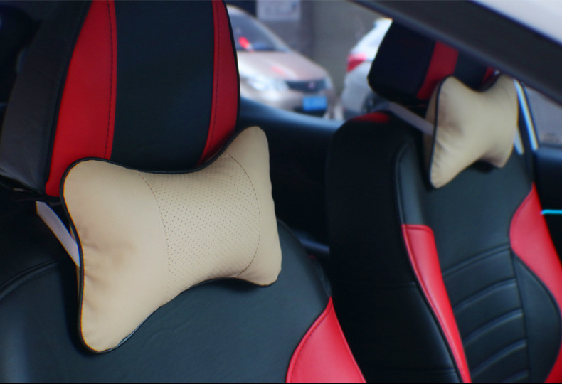 Cross-border car interior supplies seat straps pillow car bone pillow four seasons universal leather car headrest