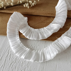 白色高檔法式復古立體褶皺蕾絲花邊輔料手工diy服裝娃衣裙擺布料