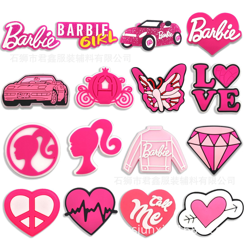 barbie shoe buckle pink barbie hole shoes shoe flower PVC flexible glue Amazon special for DIY accessories decorative buckle