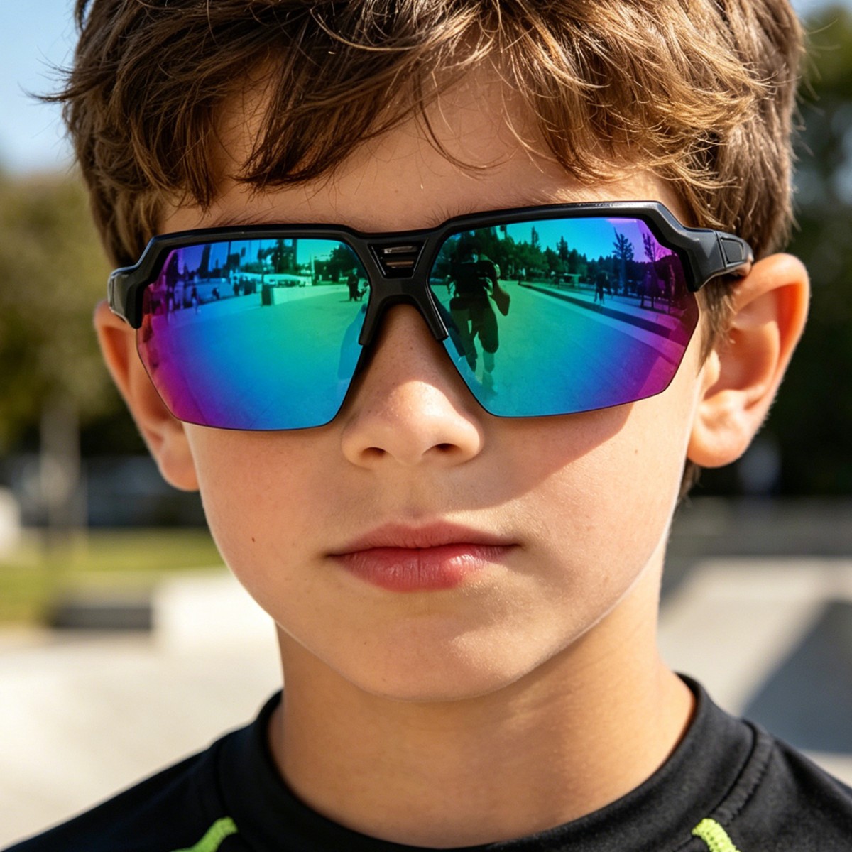 Nuevas gafas de sol de protección solar a prueba de viento de ciclismo al aire libre de medio marco transfronterizo para niños Gafas personalizadas para niños y niñas