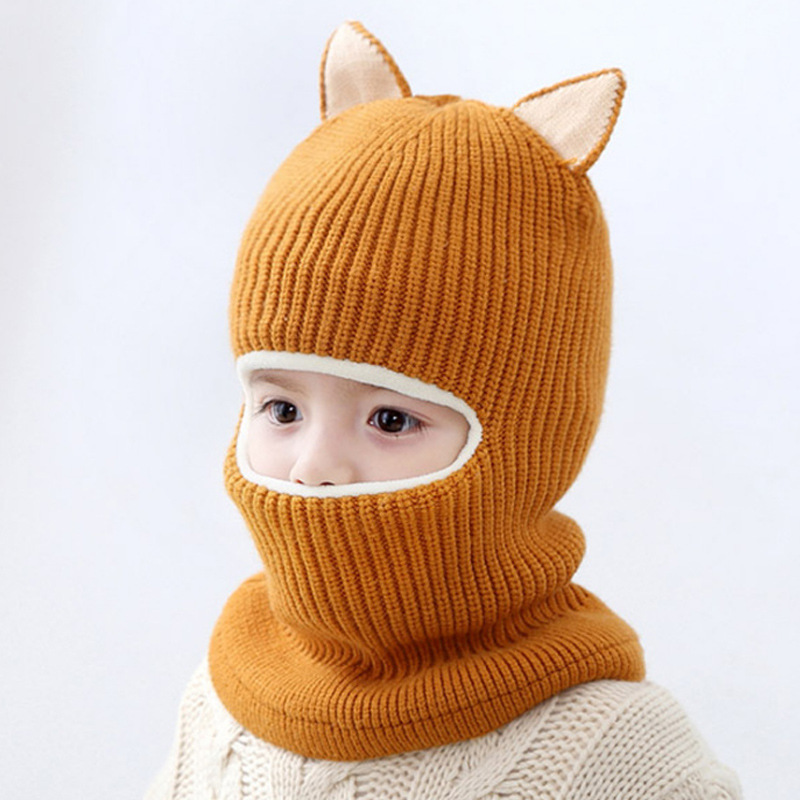 秋冬の子供のニットの一体帽子が可愛いです。|undefined