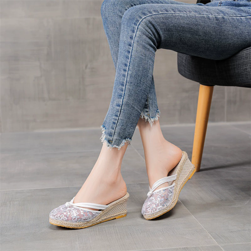 Slippers, summer footwear, mesh breathable high sandals, 2025 years, Korean style
