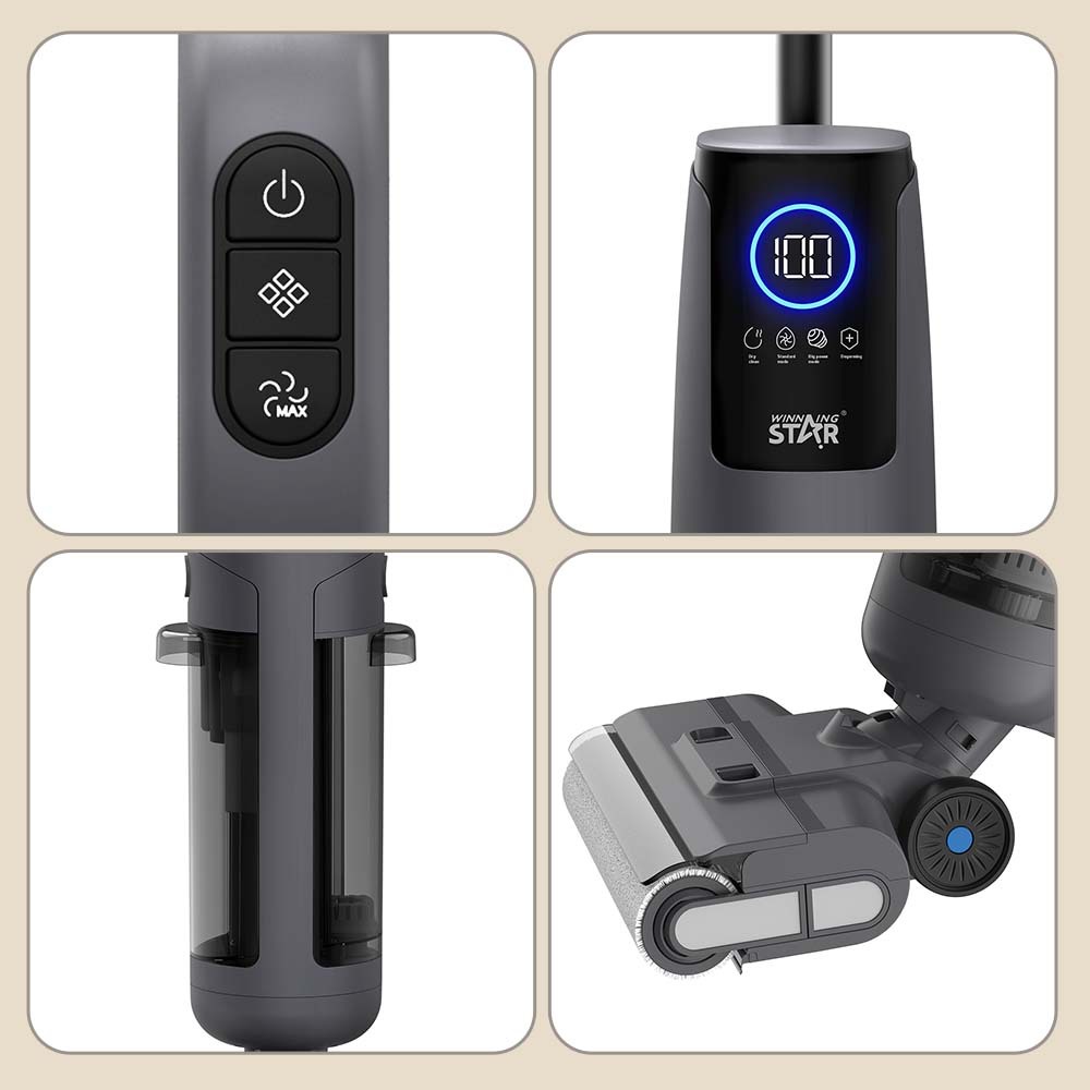 Winning Star Limpieza doméstica transfronteriza Aspiradora de polvo y eliminación de ácaros Aspiradora inalámbrica de mano Máquina integrada de succión y arrastre de tres lados