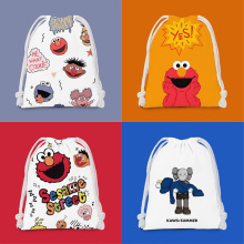 芝麻街束口袋抽绳卡通小布袋学生杂物袋收纳袋便携洗漱包化妆包