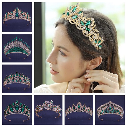 Cross-border Bridal Crown Hair Accessories European and American Wedding Dinner Baroque Rhinestone Crown Headband Headband Hair Accessories