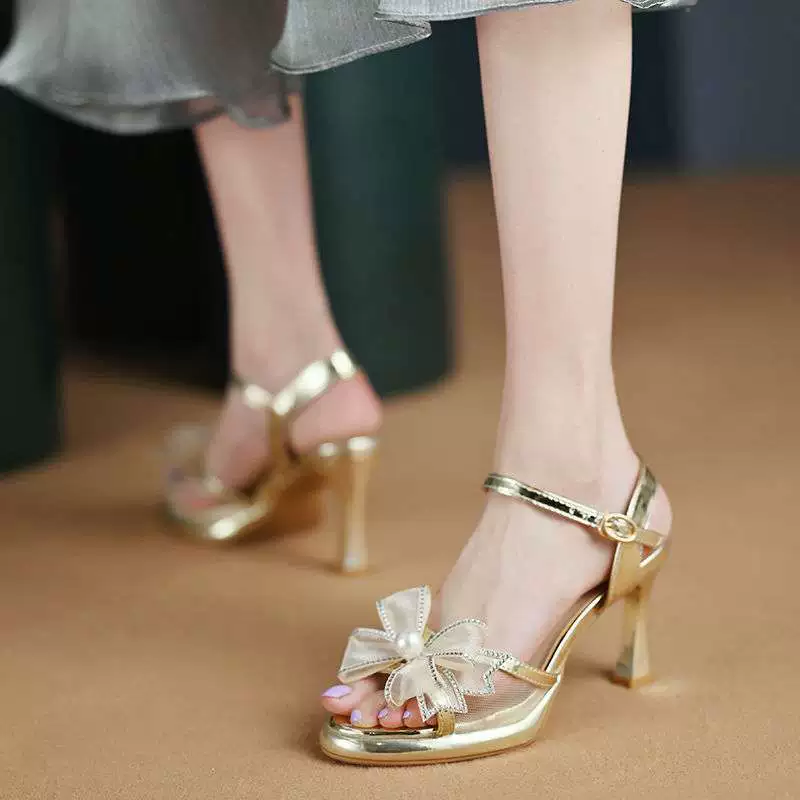 Женские босоножки на толстом каблуке, весна-осень 2025, новый стиль, фееричный стиль, садовые туфли, подиум, водонепроницаемые, платформа, высокие каблуки