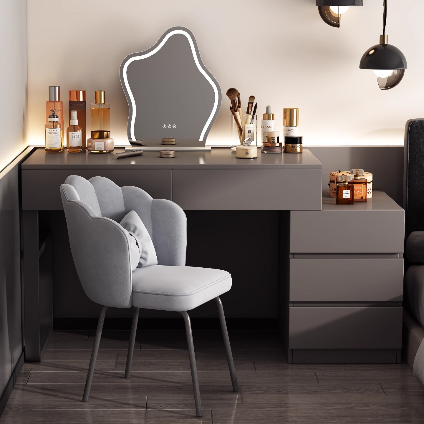 Gabinete de tocador, gabinete de maquillaje moderno simple, gabinete de almacenamiento italiano, escritorio de dormitorio pequeño, mesa de maquillaje