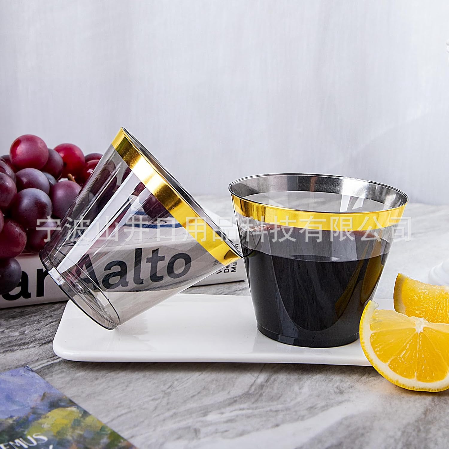 Taza de plástico negro transparente desechable taza de menú taza de plástico duro taza de agua taza de vino gruesa casa taza de espacio image 4