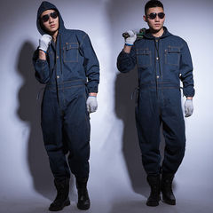 One-piece denim work clothes breathable suit work clothes for men and women welding auto repair spray painting machine repair dust-proof labor insurance suit
