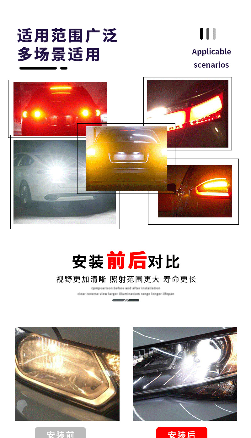 Neutral 1156Led Car Turn Signal P21Wba15S Cross-Border T20/T25 Suitable for Reversing Light Car Bulb