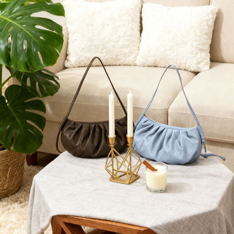 Retro Brown Pleated Cloud Bag Niche Design Single Shoulder Underarm Bag Versatile Soft Leather Texture Crossbody Bag Commuter Bag