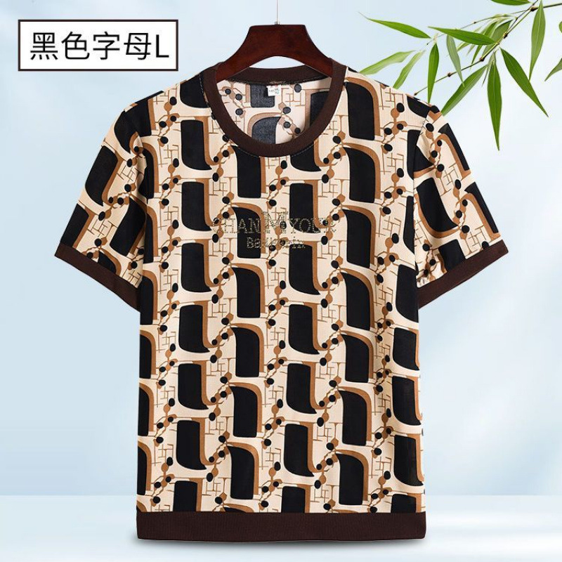 ママの夏用薄手半袖シャツ、中高年女性向け、ラウンドネック半袖トップス、アイスシルクメッシュ、速乾性|undefined