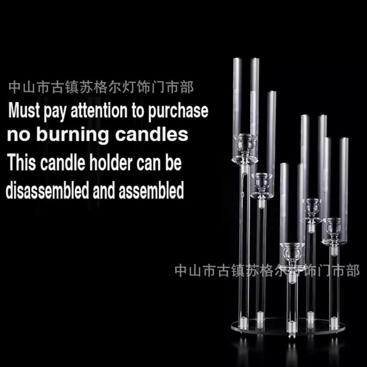 Cruz-frontera accesorios de la boda de acrílico 5-cabeza candelabro fiesta de cumpleaños restaurante occidental casa comedor Mesa Electrónica vela adornos