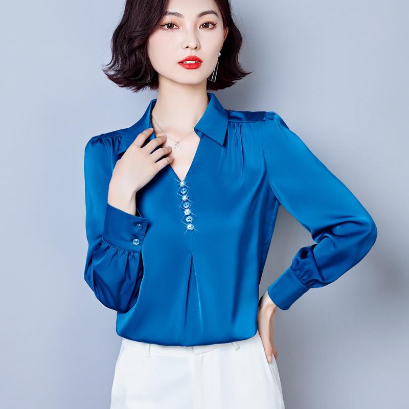 Autumn silk elegant long-sleeve