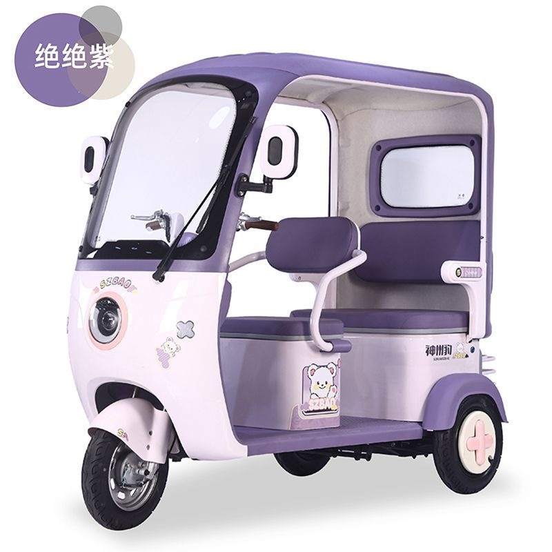 Triciclo Eléctrico Techado de Carga y Pasajeros, Doble Fila, para Adultos y Uso Doméstico image 8