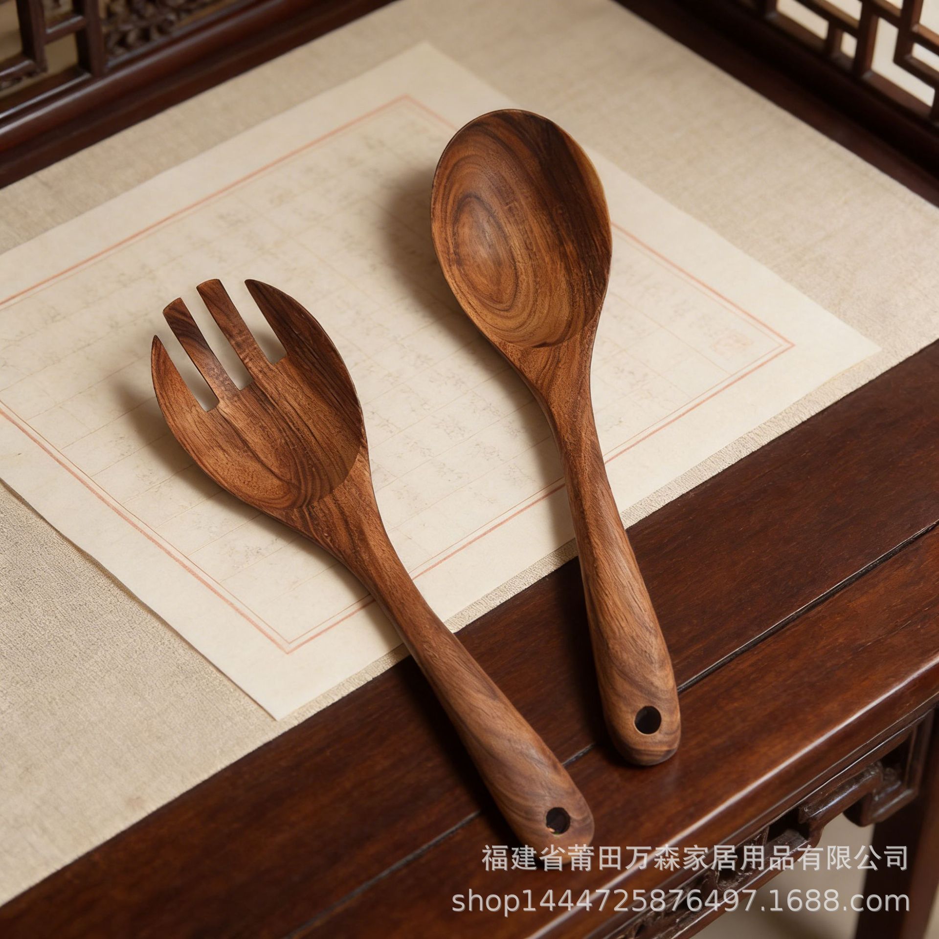 批发相思木沙拉勺叉套装勺子叉子木质餐具家用商用厨房木勺木叉