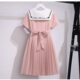 Girls' preppy style short sleeve dress summer new sailor suit navy collar Net red ocean princess dress for middle and big children