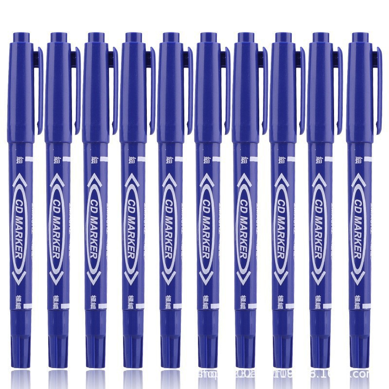 Marcador de dos cabezas Marcador de dos cabezas Marcador de cabeza delgada Marcador de dibujo impermeable Bolígrafo de línea para estudiantes de primaria y secundaria Negro