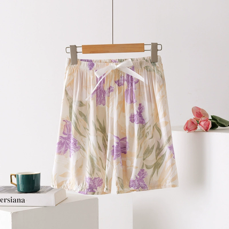 Хлопково-шелковые пижамы, женские летние шорты, домашние брюки, искусственный хлопок, свободные, большие размеры, тонкий хлопковый шелк с кондиционером, можно носить на улице