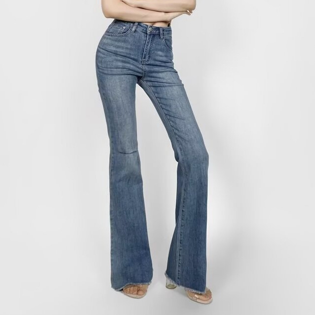 2024 Summer High Waist Stretch Micro-flared Jeans Women's Design Sense Knee-cut Rust Slim-fit Trousers 2024 Summer High Waist Stretch Micro-flared Jeans Women's Design Sense Knee-cut Rust Slim-fit Trousers