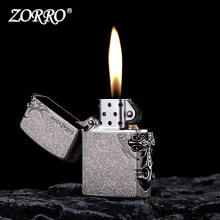 ZORRO佐罗Z9801A侧面十字原铜煤油打火机防风砂轮打火机批发代发