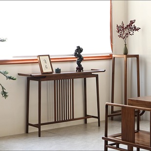 Chinese-Style Entryway Table with Solid Wood, Zen-Inspired Foyer Side Table