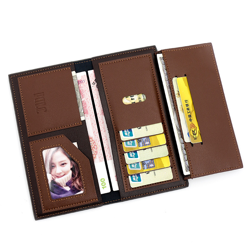 Nueva transfronteriza de Los Hombres de la cartera urbana simple 3 veces de color sólido larga cartera de los hombres billetera titular de la tarjeta billetera al por mayor