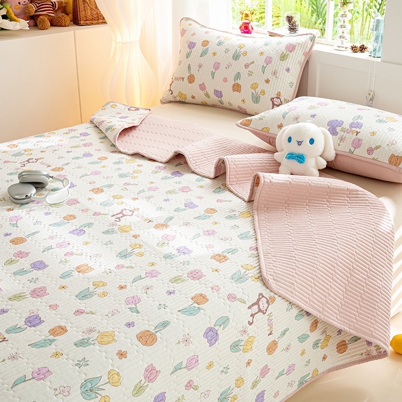Tapa de cama de algodón de verano de una sola pieza 2025 nuevo traje de tres piezas de sábanas acolchadas de tatami de algodón universal de cuatro estaciones
