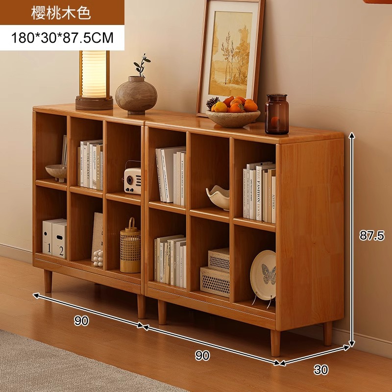 Estantería de madera maciza, cajones de piso a techo, armarios de sala de estar, armarios de rejilla combinados contra la pared, estantes de almacenamiento, estanterías cortas integradas