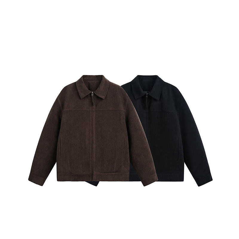 Intent "Original Authentic Product" Barn Jacket Dark Brown Faux Suede Vintage Lapel Suede Shoulder-Fitted Coat Intent "Original Authentic Product" Barn Jacket Dark Brown Faux Suede Vintage Lapel Suede Shoulder-Fitted Coat