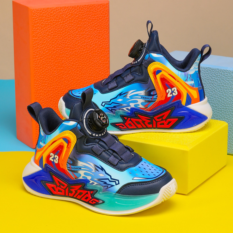 Basketball Shoes For Children Anti-slip Leather Training Trainers_voghion.com