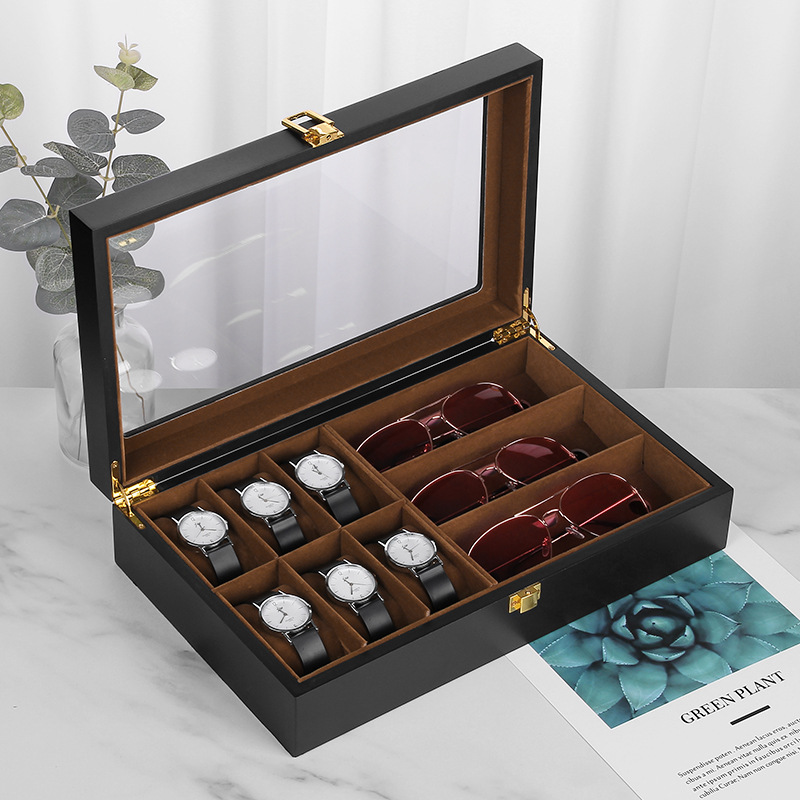 High-end wooden 3-bit sunglasses 6-bit watch storage box multi-color optional paint craft watch box wholesale