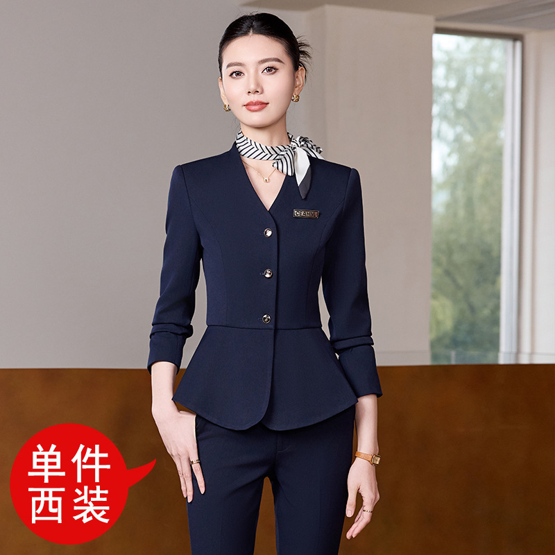 高级感西装套装女秋冬2025新款职业装V领工作服正装修身西服外套|undefined