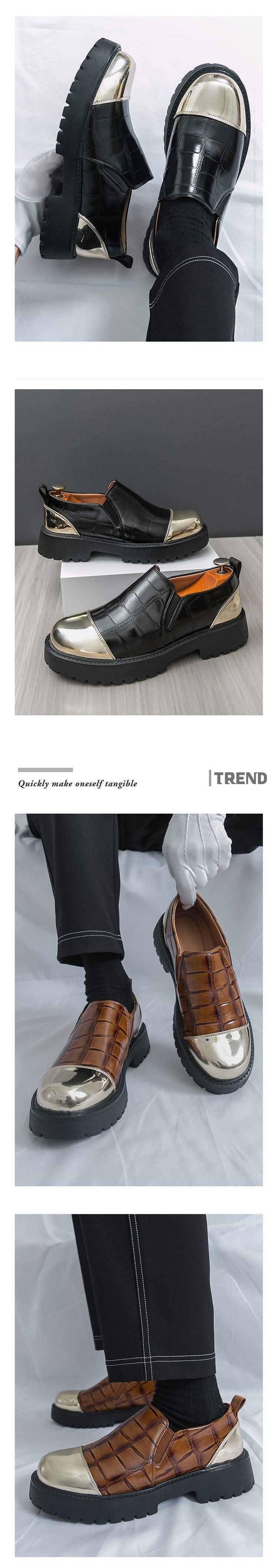 Chaussures de costume habillées en cuir ShoeVault pour homme, semelle épaisse rehaussante, motif crocodile, style Derby, idéales pour les affaires ou les mariages._voghion.com