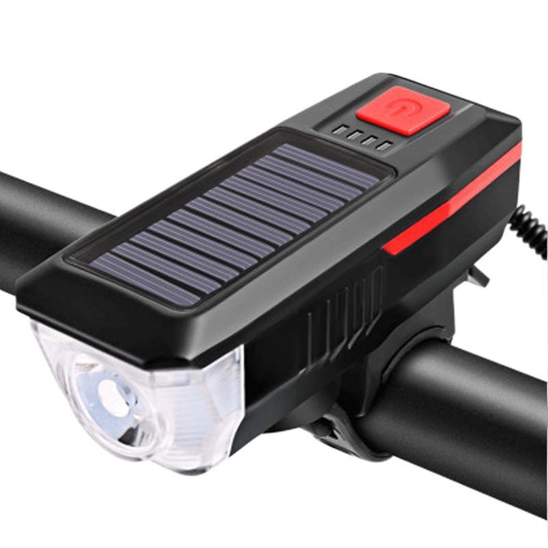 太陽エネルギーの自転車のヘッドライトのusb充電の夜はランプの山地の防水のledの屋外の自転車の明かりの源のメーカーに乗ります。