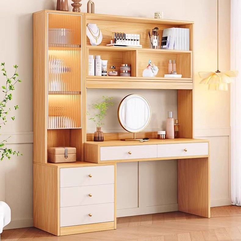 Dressing Table and Storage Cabinet Integrated Bedroom Study Simple Modern 2025 New Light Luxury Two-In-One Makeup Table and Desk