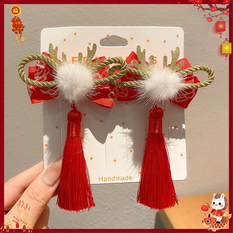 Horquilla Infantil con Borlas Chinas Hecha a Mano para Año Nuevo y Hanfu