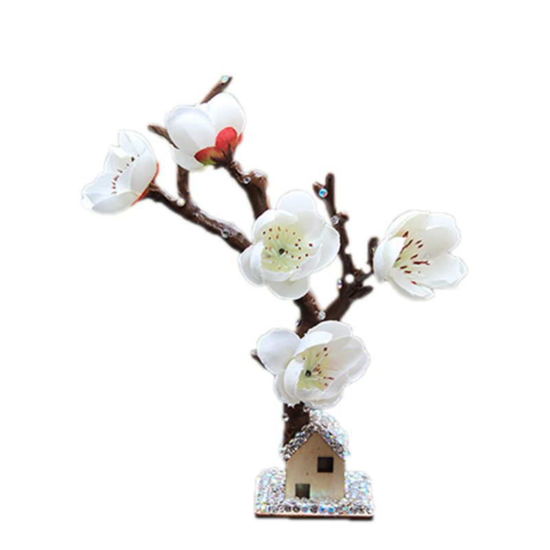 Accesorios para automóviles, diamantes, flores de ciruelo rosas blancas, adornos de flores voladoras, accesorios de regalo creativos de control central, suministros para automóviles