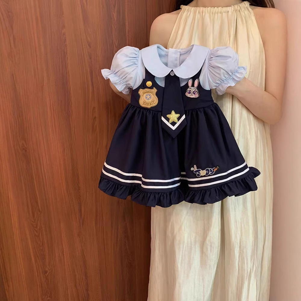 Vestido de princesa Lolita de siete niñas de limón salado estilo occidental 2025 nuevo vestido de policía de conejo de bebé de niña de verano