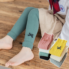 女の子レギンス春夏薄手綿ニット子供レギンスアウターウェアかわいいリボン耳付き9点パンツ