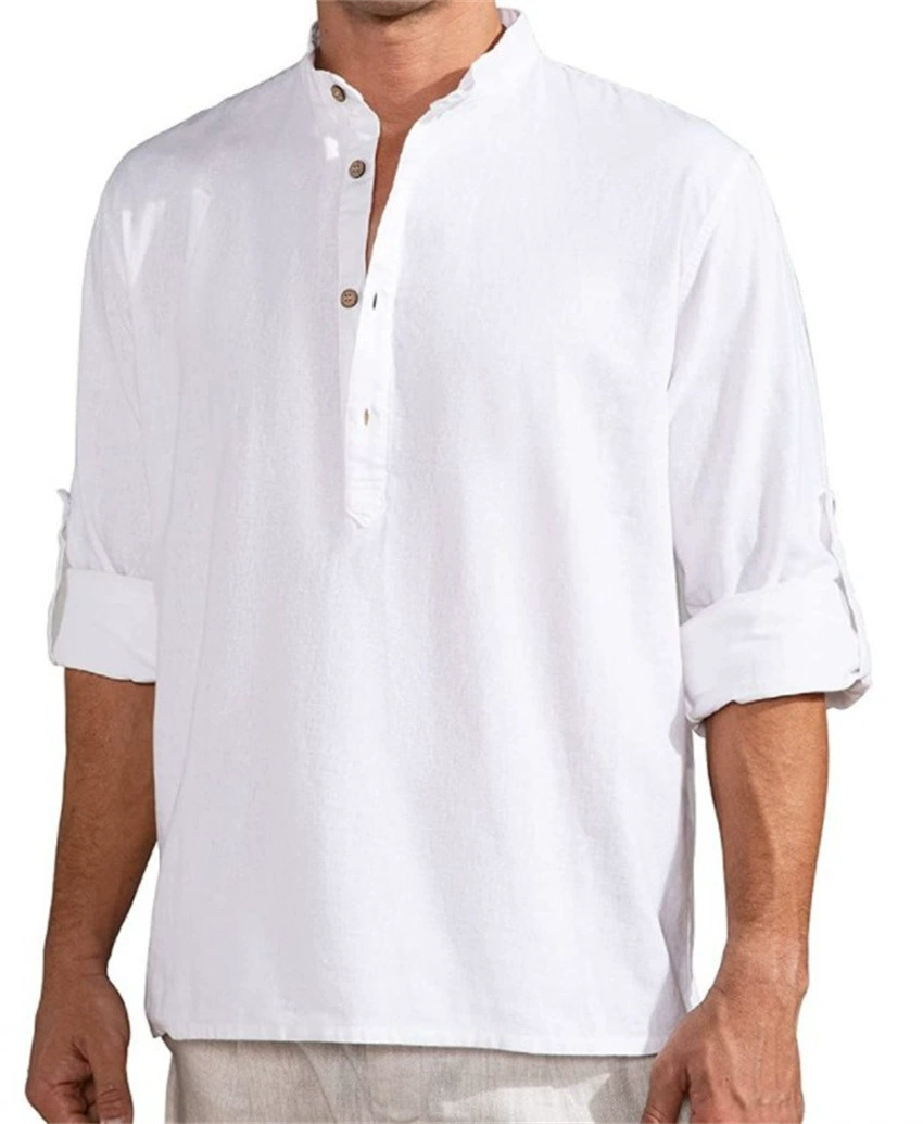 (Cross-border trading), solid long-sleeve, shirt, plus size, (Physicals), Amazon, cotton and linen