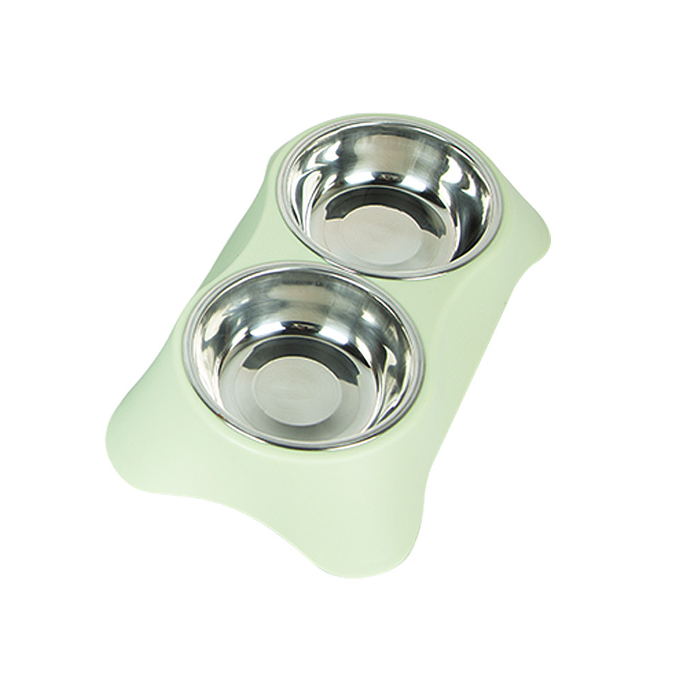 Perro Bowl gato tazón integrado agua potable gato comida cuenca perro tazón gato Acero inoxidable Alimentación de Mascotas gato tazón antideslizante pierna alta