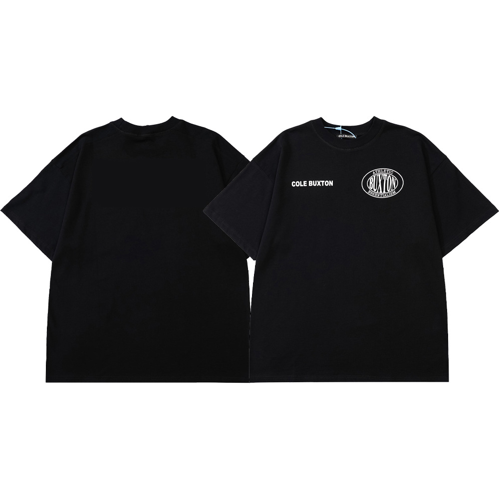 260g de algodón Cole Buxton, eslogan minimalista, parche, bordado, camiseta de manga corta, marca de moda europea y americana